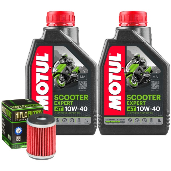 Set 2 Buc Ulei Motor Motul 4T Scooter Expert 10W-40 MA 1L 105960 + Filtru Ulei Moto Hiflofiltro Yamaha CZD300 A X-Max 2017→ HF141